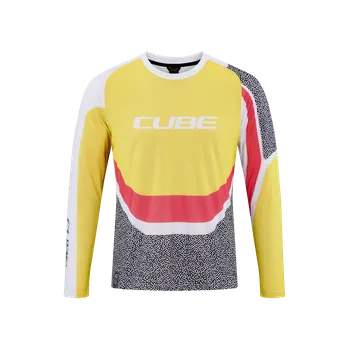 cyklistický dres Dres s dlouhým rukávem CUBE VERTEX Round Neck Jersey L/S Barva: Žlutá, Velikost: XXXL