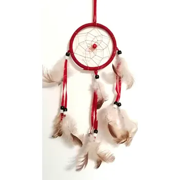 Lapač snů Lapač zlých snů, červený , průměr 8 cm