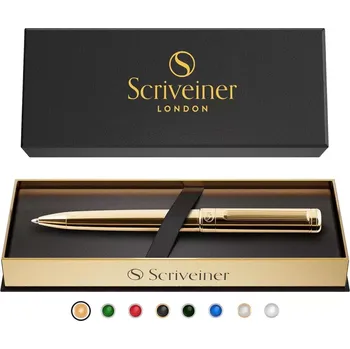 Luxusní kuličkové pero SCRIVEINER se zasouvacím mechanismem, varianty: Zlatá