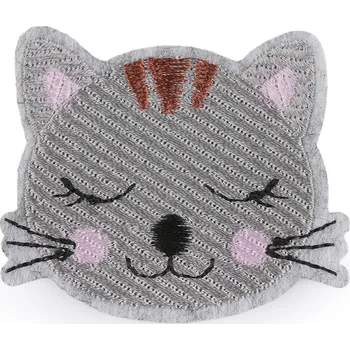 Manžetový knoflíček Kočičí paní Nášivka s kočičí hlavičkou - 3 barvy Barva: šedá