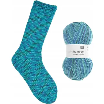 Příze Ponožková příze Rico Design Bamboo 4ply 046 / mořská a fialová