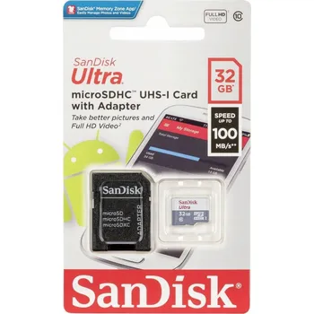 Paměťová karta Paměťová karta SanDisk Ultra SDSQUNR-032G-GN3MA MicroSDHC 32 GB Class 10 + adaptér