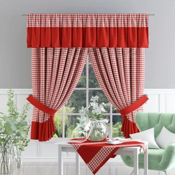 Závěs Dante Závěsový set kanafas červený/bílý 2x 175 x 140 cm, 30 x 300 cm