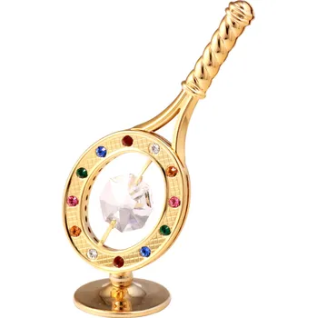 Figurka Crystocraft Tenisová raketa 6,5 × 9,5 cm barevné křišťály gold