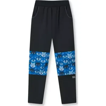 Dětské softshellové kalhoty bez fleecu - Wolf & Wolfie B2683, černá / vlci vel.122