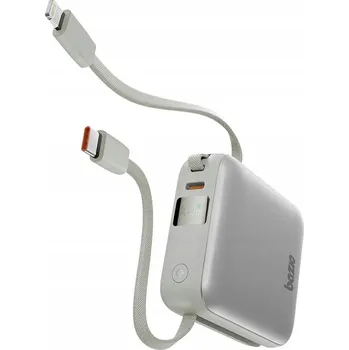 Powerbanka Powerbank 3v1 Bazic Fusion Mini 10000mAh s USB-C/Lightning kabelem, šedá