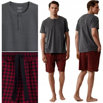 PÁNSKÉ PYŽAMO Atlantic NMP-397 Pyžamový Set Krátké Bavlněné - M