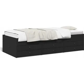 Pohovka Černá pohovka s funkcí spaní a 6 zásuvkami, rozměry 193 x 78 x 45,5 cm