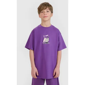 Chlapecké tričko 4F Bavlněné tričko pro děti Chlapecké tričko fialové 128 (7-8 let)