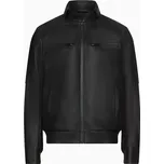 PORSCHE DESIGN Leather Driver’s Jacket Bunda kožená na zip voděodolná s odnímatelným límcem a detaily s logem (Stylová kožená bunda s potištěnou podšívkou)
