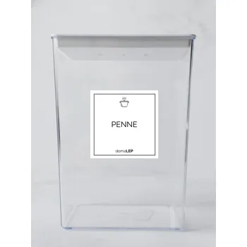 Speciální papír PENNE – bílá samolepka na dózu, základní písmo, 5 x 5 cm | DomaLEP