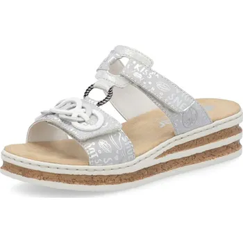 Dámské pantofle Dámské nazouváky RIEKER 62936-90 stříbrná S6 37