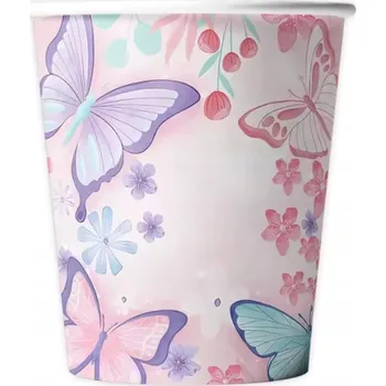 Party nádobí Papírové Kelímky s motýly 6 kusů . Narozeninové