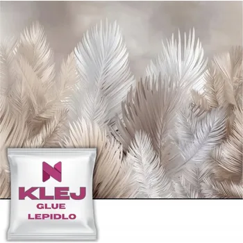 Fototapeta Fototapeta do ložnice obýváku Béžová Ecru Listy Pírka Tapety Boho 197x296