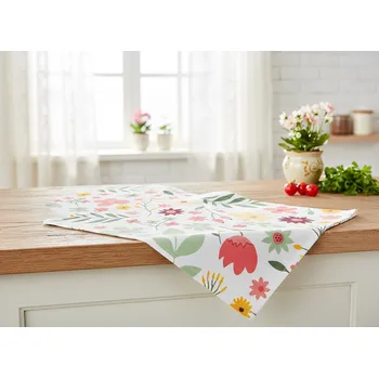 Utěrka Kuchyňská bavlněná utěrka FABULOUS FLOWERS bílá 40x60 cm 100% bavlna