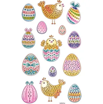 samolepka DP Craft Krystalkové samolepky vajíčka a kuřátka 14ks