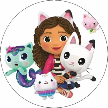 Jedlý papír na dort kulatý 19,5 cm, Gábinin kouzelný dům