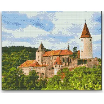 Diamantové malování Painting Queens Diamantové malování Hrad Křivoklát, 30 × 40 cm, s rámem, hranaté
