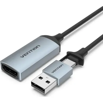 Datové redukce Vention HDMI Female to USB-C / USB-A Male Video Capture Card 0.1M Gray