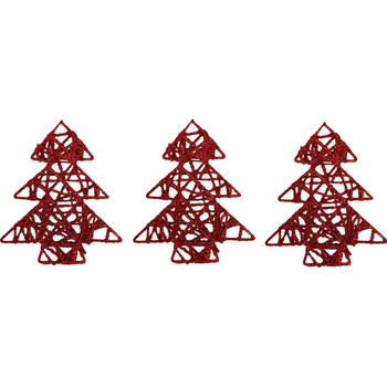 LAALU Vánoční ozdoby - stromeček, červený, 10 cm, 3 ks