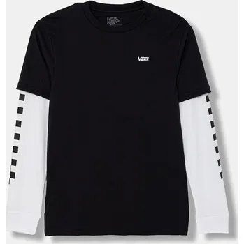 Dětské bavlněné tričko s dlouhým rukávem Vans VN0A49OYY281 černá 99X, vel. 151-165
