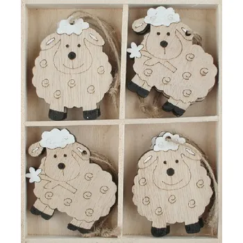 Anděl Přerov, s.ro. Ovce dřevěná 4,5 x 6 x 0,5 cm na zavěšení, 8 ks