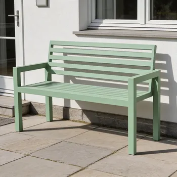 Zahradní lavice Celokovová zahradní lavice Golem pastelová zelená RAL 6021