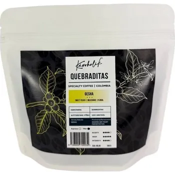 KÁVOHOLIK Kolumbia, Quebraditas, Gesha, Washed, zrnková, 200g
