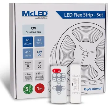 Žárovka McLED Set LED pásek 1 m s ovladačem, CW, 4,8 W/m