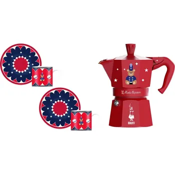 Moka konvice Bialetti Joyful Christmas Moka express 3 porce + 2 šálky s podšálky