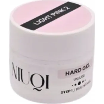 Lak na nehty NIUQI GEL HARD STAVEBNÍ PRUŽNÝ LIGHT PINK 2 SVĚTLE RŮŽOVÁ 2 UV/LED 12 ml