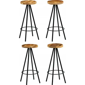 Barová židle Barové stoličky, 4 ks, masivní mangové dřevo