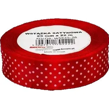 Stuha SATÉNOVÁ STUHA S PUNTÍKY ČERVENÁ 25MMX22M