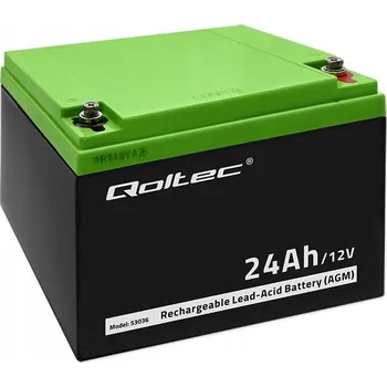 Záložní baterie AGM AKUMULÁTOR QOLTEC LONGLIFE 12V 24AH LOĎ SOLÁRNÍ BATERIE PRO VOZÍKY