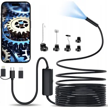 INSPEKČNÍ ENDOSKOPICKÁ KAMERA PRO ANDROID TELEFON, PC, USB + MAGNET + ZRCÁTKO 3v1