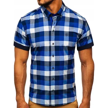 Pánská košile Bolf pánská košile ležérní krátký rukáv slim bavlna velikost XXL