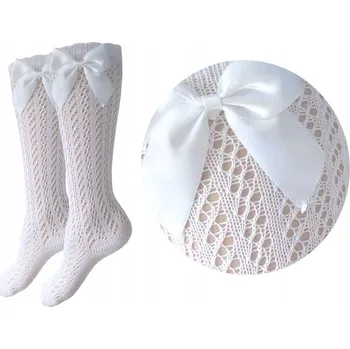 Dámské ponožky 3-BALENÍ Ponožky podkolenky 3 PÁRY bílé bavlněné krajkové 33-35