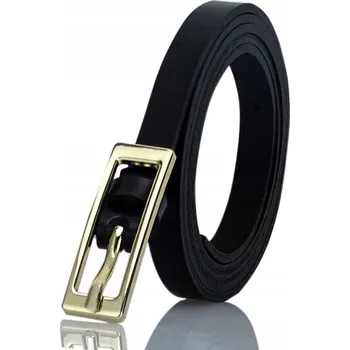 Opasek Úzký kožený Pásek KLASICKÝ ČERNÝ se ZLATOU sponou
