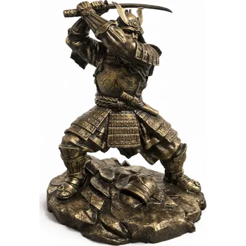 Soška Samuraj bronzová antická — sběratelská plastika, 22 cm
