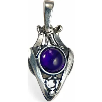 Přívěsek Drakkaria AMALIE, secesní šperk, stříbrný přívěsek s ametystem, Ag 925