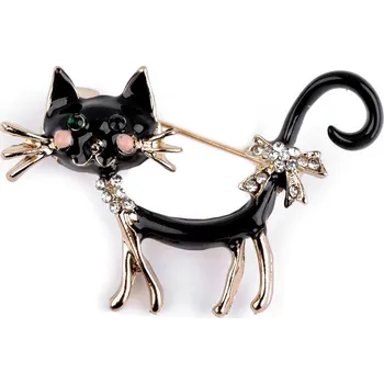 Brož Stoklasa Brož kočka 370431_276606_153992 černá/broušené kamínky