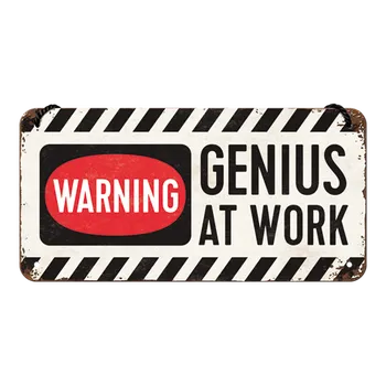 Plechová cedule Nostalgic Art Plechová cedule Warning! Genius at Work 10 x 20 cm