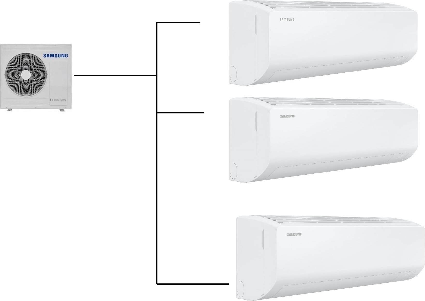 Klimatizace Samsung Cebu S2 1+3 ( 2kW + 2kW + 2,5kW ) Multisplit R32 včetně montáže