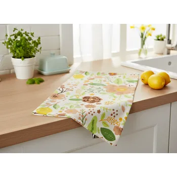 Utěrka Kuchyňská bavlněná utěrka FABULOUS FLOWERS žlutá 40x60 cm 100% bavlna