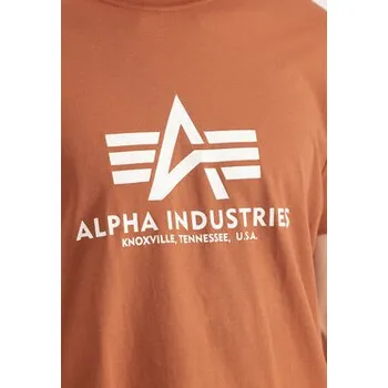 Pánské tričko Alpha Industries T-Shirt AI.100501-709-M Hnědá Basic Fit S