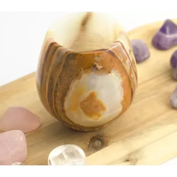 Zelený onyxový svícen soudek – Světlo klidu a srdeční rovnováhy ( 7,5 cm) - A