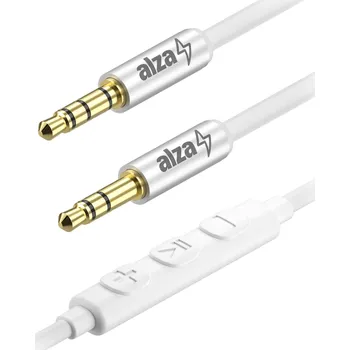 Kabel AlzaPower Alucore Audio 3.5mm Jack 4P-TRRS (M) to 3.5mm Jack (M) 0.5m stříbrný