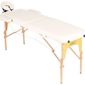 Masážní stůl ModernHome BM2524 Dřevěné masážní lehátko, skládací, 2 segmenty, 250 kg, 185 cm, béžové