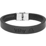 Ewena Kožený náramek černý se znamením Váhy
