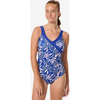 Dámské plavky DECATHLON Dámské jednodílné plavky na aquagym Claris 50 MODRÁ